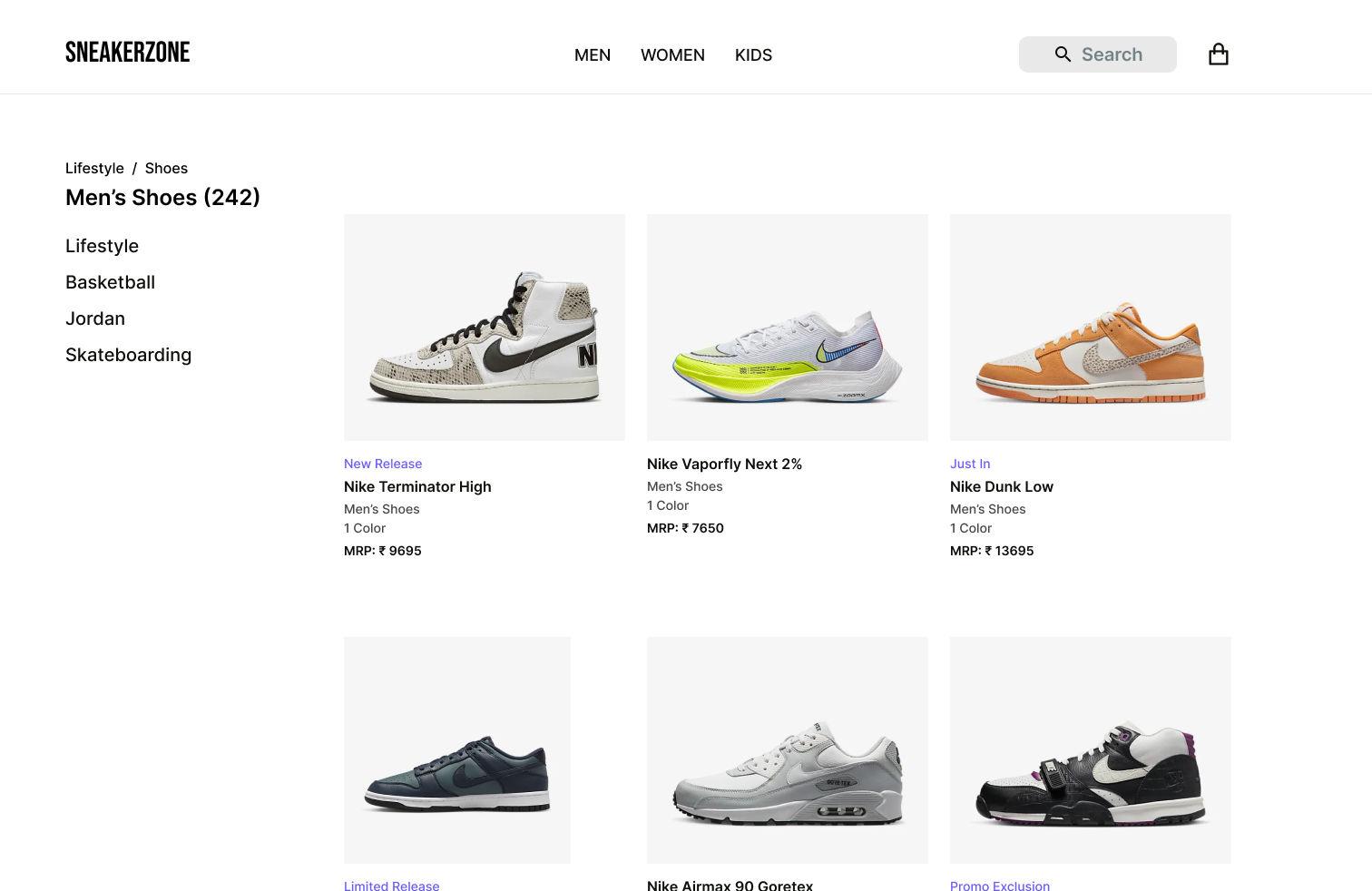 Shopping Cart Home Page