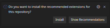 VSCode extensions recommendation.